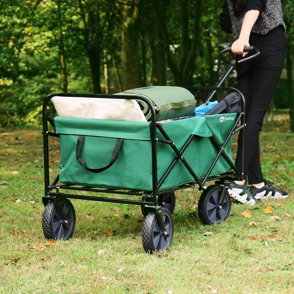 XXXL Bollerwagen Faltbar Extralang mit Bremsen 300L 150KG, Schwarz kaufen