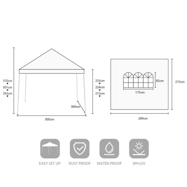 Pavillon 300x300cm mit Seitenteilen in grau - Salcar GmbH