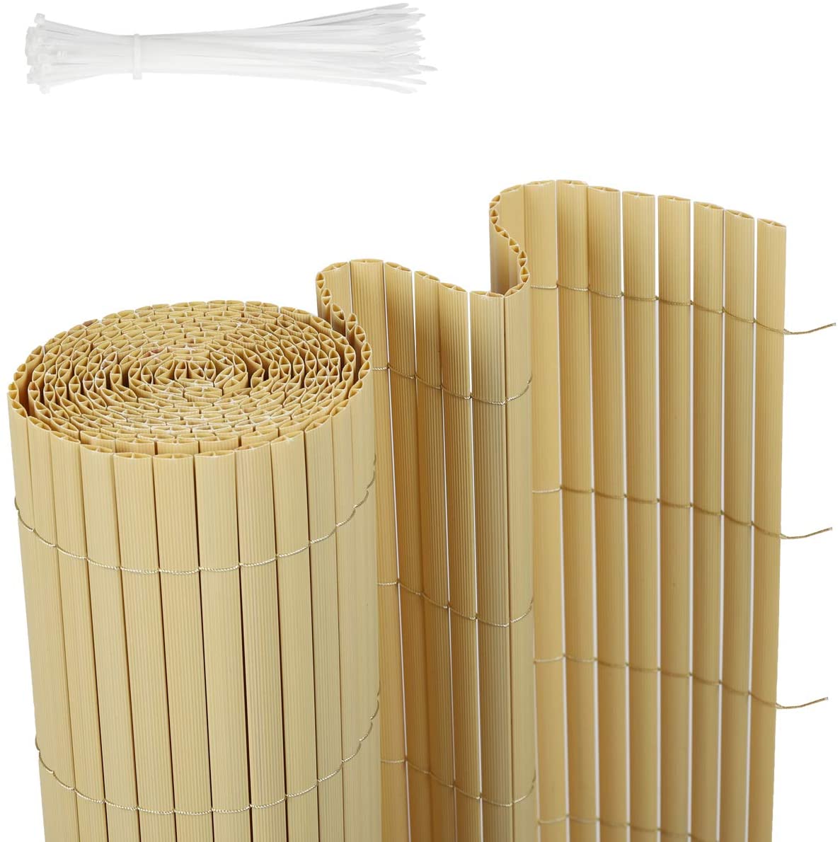 180x300cm,Bambus Aufun Sichtschutzmatte PVC 180x300cm Sichtschutzzaun Bambus Windschutz fur Garten Balkon und Terrasse 