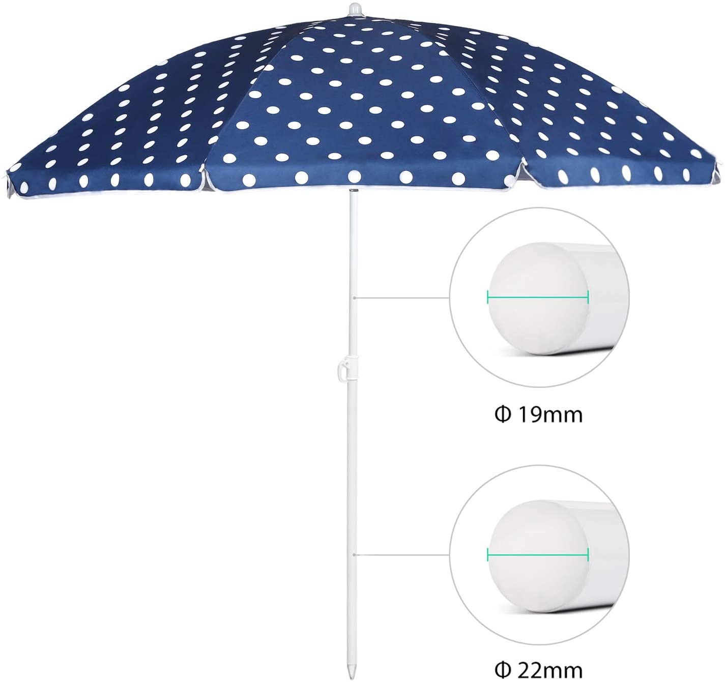 Sonnenschirm 160 cm blau weiß gepunktet - perfekt für den Sommer!