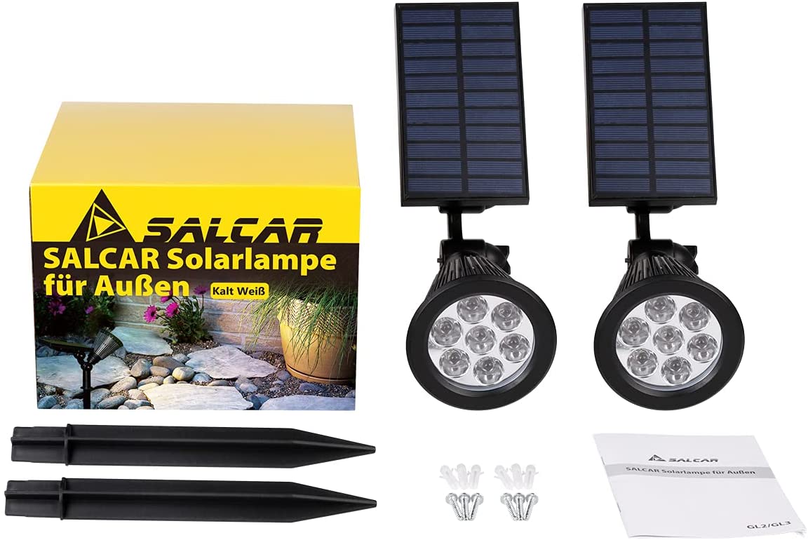 LED-Solarstrahler (2 Stück) 15m- Salcar | Solarleuchten