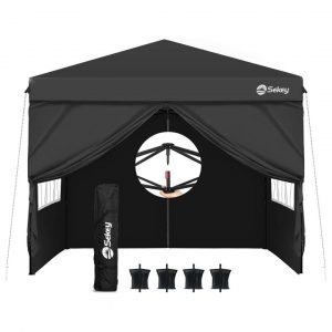 Sekey Pavillon 3x3 mit 4 Seitenteile, Faltpavillon Wasserdicht Stabil Winterfest, Pop Up Pavillon Faltbar für Camping