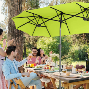 Sekey 300 x 160 cm Doppelsonnenschirm mit Kurbel, UV50, Apfelgrün