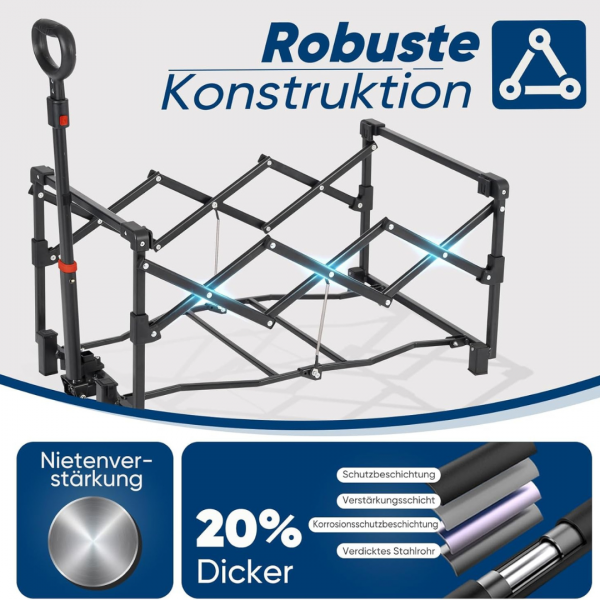 Bollerwagen Faltbar Klein 80L 100KG, schwarz – Bild 3