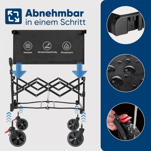 Bollerwagen Faltbar Klein 80L 100KG, schwarz – Bild 4