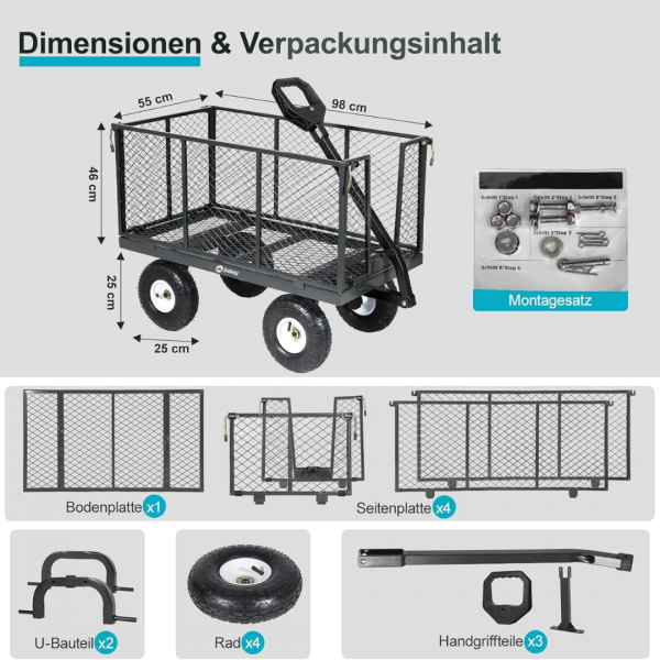 Bollerwagen Gartenwagen Titan 002 – ECHT 500 KG belastbar – Bild 2