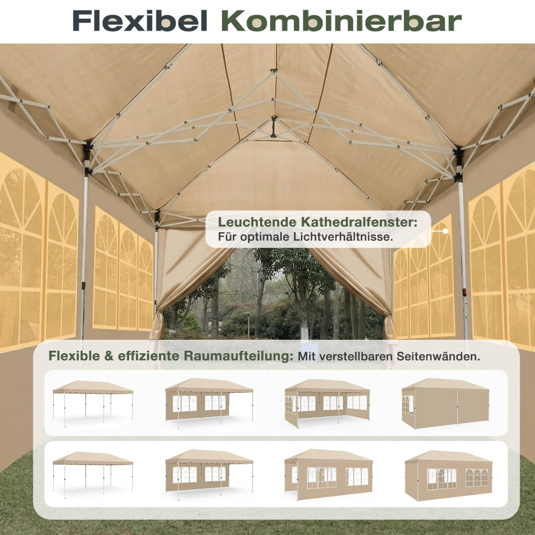 Sekey 3x6m One-Touch Pop-Up Pavillon mit Seitenwänden – Wasserdicht & Windfest – Bild 9