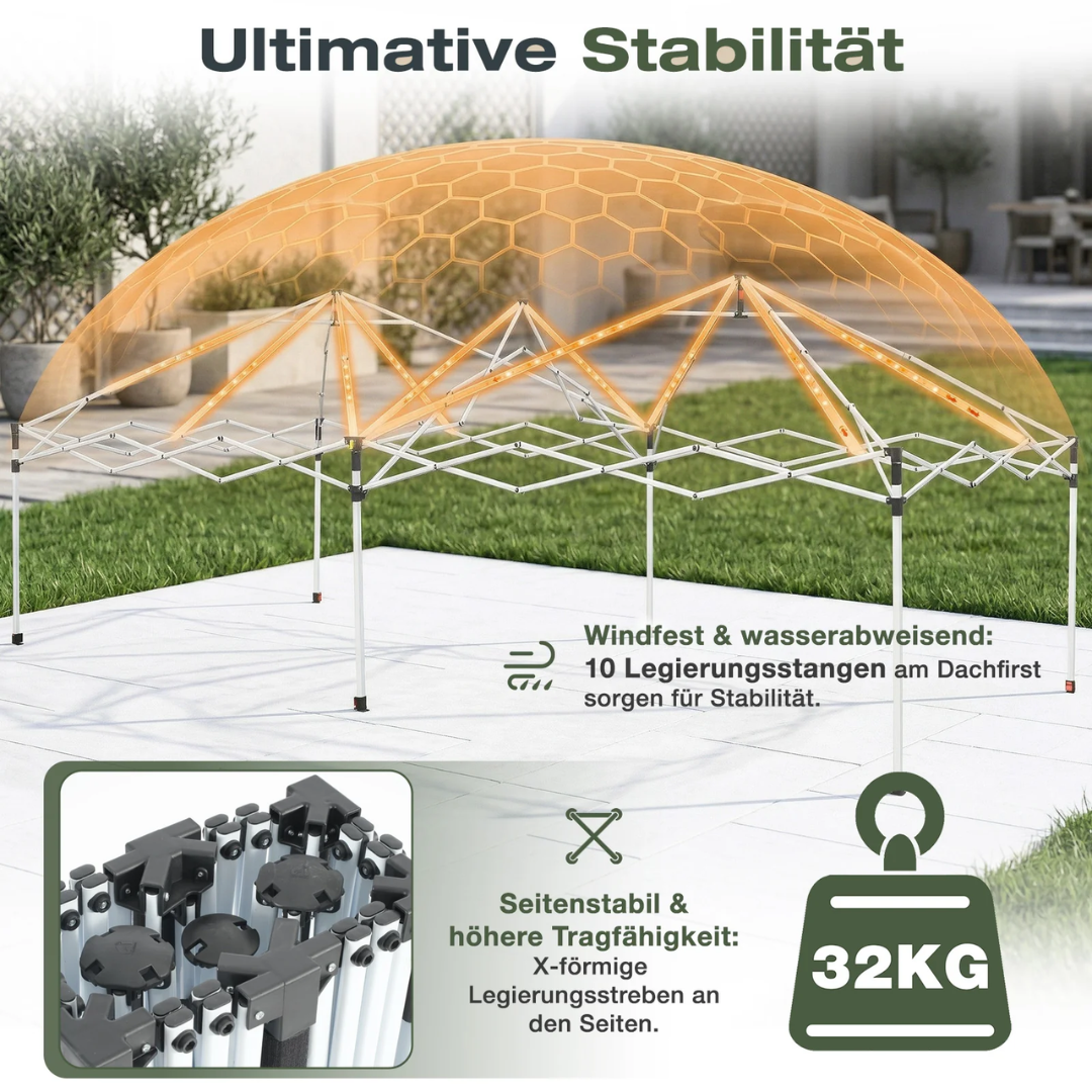 Sekey 3x6m One-Touch Pop-Up Pavillon mit Seitenwänden – Wasserdicht & Windfest – Bild 6