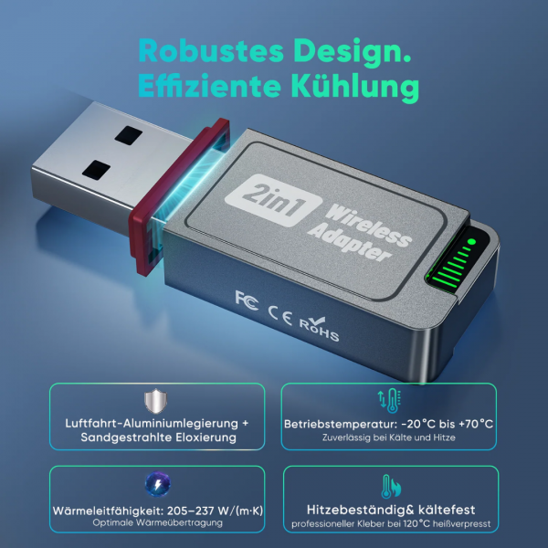 SALCAR 2-in-1 Wireless Adapter für CarPlay & Android Auto – Bild 4