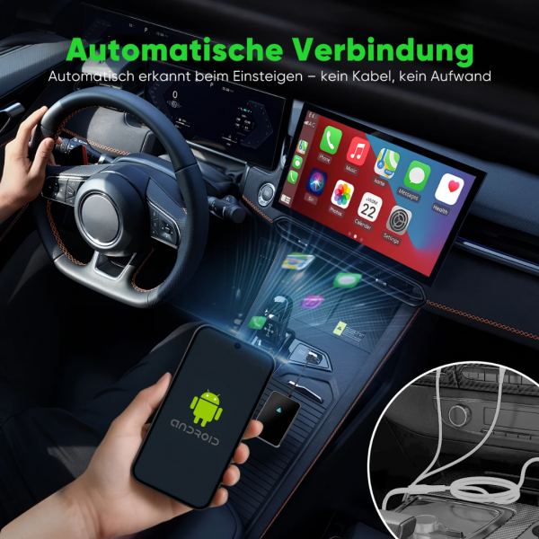 SALCAR Android Auto Wireless Adapter 2025 – Kabelloser USB-C/A Dongle, 5.8 GHz WiFi, kompatibel mit Android 11+ für kabelloses Android Auto – Bild 4
