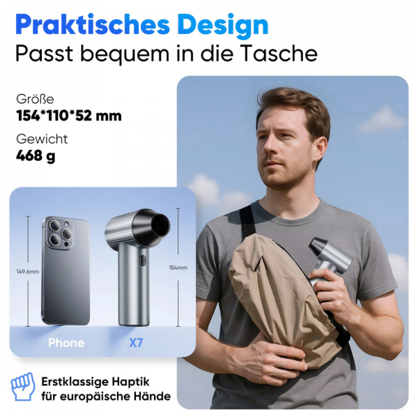 SALCAR Elektrisches Staubgebläse X7 – Tragbares 3-Gang Air Duster mit Ultrakurzer Laufzeit für PC, Auto & Outdoor – Bild 4
