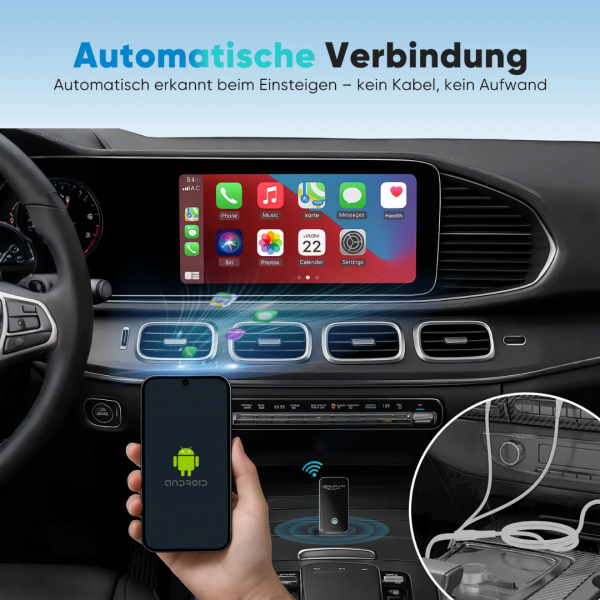 SALCAR Kabelloser Android Auto Adapter – 2025 Upgrade, Wireless USB Dongle mit Dualband WiFi für stabile & unterbrechungsfreie Verbindung, kompatibel mit Android 11+ – Bild 6
