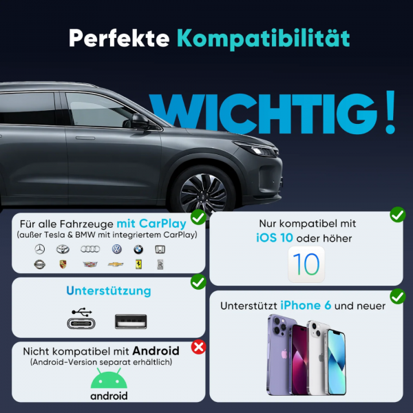SALCAR Kabelloser CarPlay Adapter für iPhone – 2025 Upgrade, Wireless USB Dongle für stabiles & unterbrechungsfreies CarPlay, kompatibel mit iOS 10+ – Bild 2