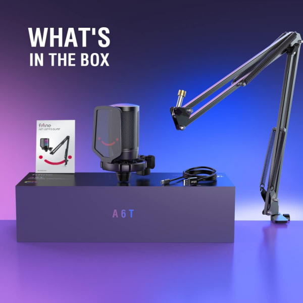 FIFINE Gaming Mikrofon PC mit Arm, USB Microphone Kit mit Stummschalttaste für Podcast Streaming Studio, für MAC PS4 PS5 – Bild 8