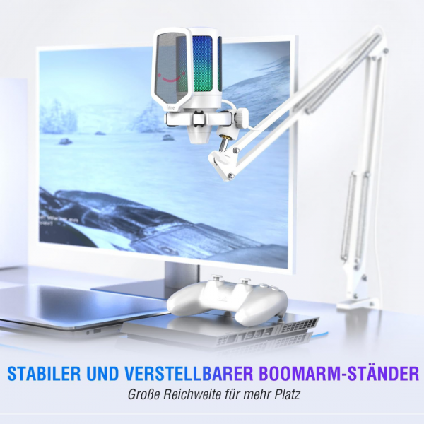 FIFINE USB Mikrofon PC Gaming mit Arm – Bild 5