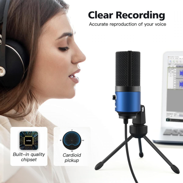 FIFINE USB Mikrofon PC, Microphone für MAC PS4 PS5, Streaming Microfon mit Ständer – Bild 7