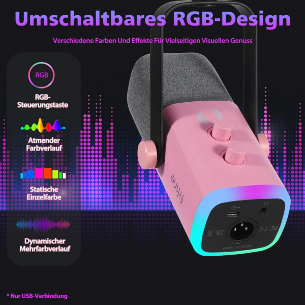FIFINE USB / XLR Dynamisches Mikrofon mit Arm, Stummschalttaste und Kopfhörerbuchse – Bild 2