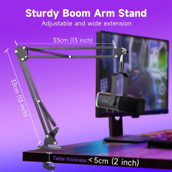 FIFINE USB / XLR Dynamisches Mikrofon mit Arm, Stummschalttaste und Kopfhörerbuchse – Bild 4