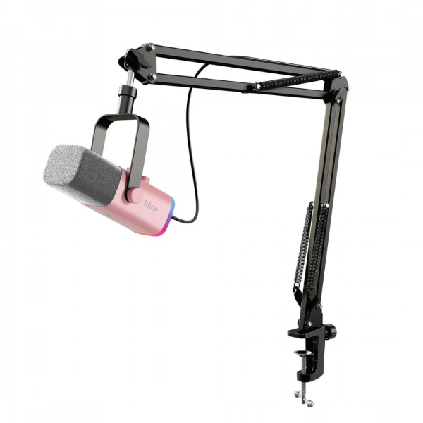FIFINE USB / XLR Dynamisches Mikrofon mit Arm, Stummschalttaste und Kopfhörerbuchse