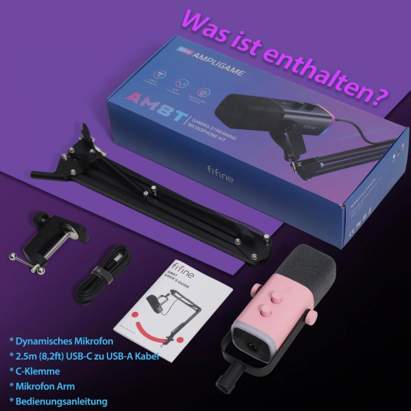 FIFINE USB / XLR Dynamisches Mikrofon mit Arm, Stummschalttaste und Kopfhörerbuchse – Bild 8