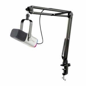 FIFINE XLR Streaming Mikrofon mit Arm für Podcast Studio, Gaming mit Stummschalttaste, für PS4/5 Mac Mixer Soundkarten - Weiß