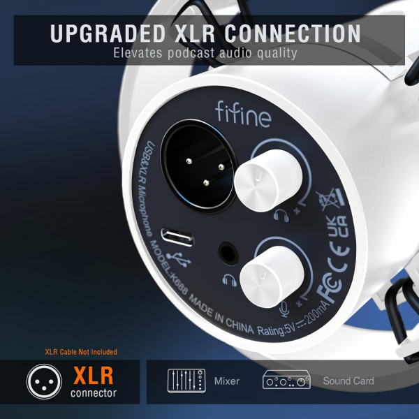 FIFINE XLR Studio Mikrofon Dynamisches, USB Microphone PC für Streaming Podcast Gaming – Bild 4