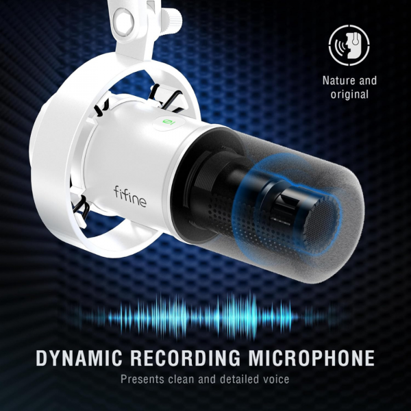 FIFINE XLR Studio Mikrofon Dynamisches, USB Microphone PC für Streaming Podcast Gaming – Bild 6