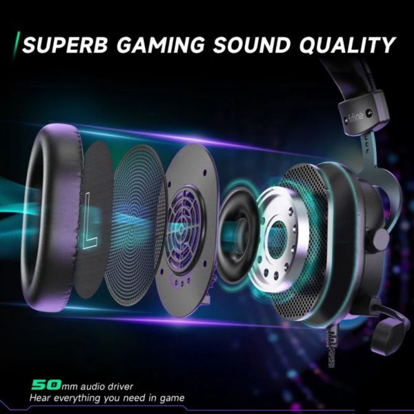 FIFINE 3,5mm / USB Gaming Headset mit Mikrofon, 50mm Treiber – Bild 3