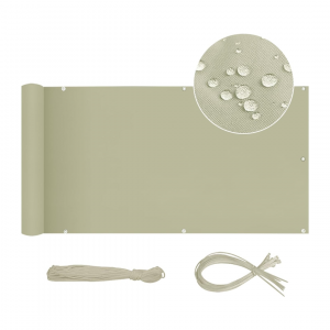 Sekey Balkon Sichtschutz, Wasserdicht Windschutz, mit Ösen, Nylon Kabelbinder und Kordel, Taupe