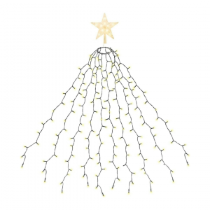 Weihnachtsbaum Lichterkette mit Ring und Stern, Warmweiß