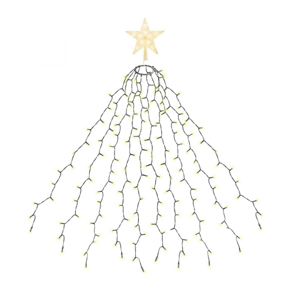 Weihnachtsbaum Lichterkette mit Ring und Stern, Warmweiß