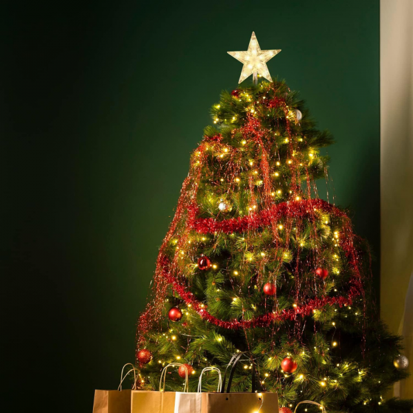 Weihnachtsbaum Lichterkette mit Ring und Stern, Warmweiß – Bild 2