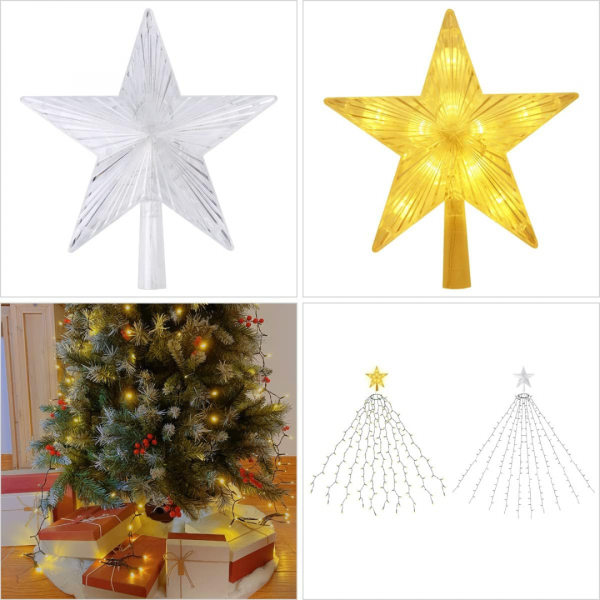 Weihnachtsbaum Lichterkette mit Ring und Stern, Warmweiß – Bild 5