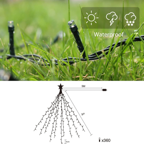 Weihnachtsbaum Lichterkette mit Ring und Stern, Warmweiß – Bild 6