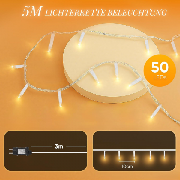 LED Lichterkette 5 m, 50 LED mit 8 Modi – Bild 2