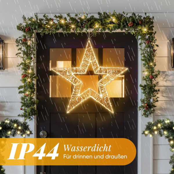 LED Weihnachtsstern, 45cm, mit 8 Modi & Timer für Innen und Außen, Warmweiß – Bild 4