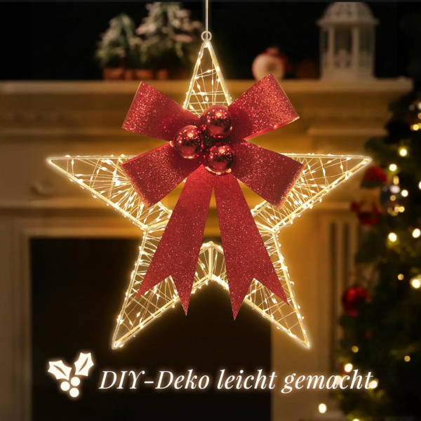 LED Weihnachtsstern, 45cm, mit 8 Modi & Timer für Innen und Außen, Warmweiß – Bild 7