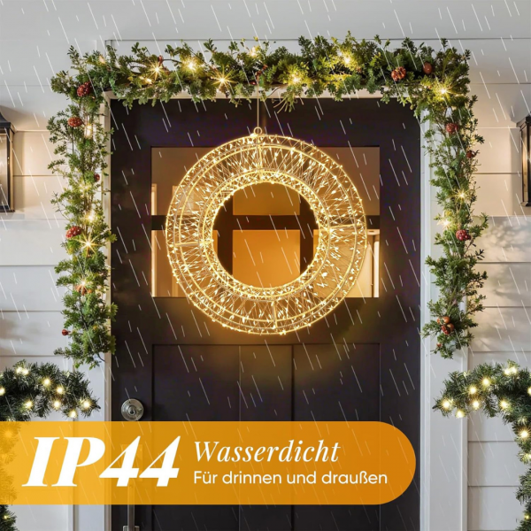 LED Lichtkranz, 8 Modi, für Innen und Außen, Warmweiß – Bild 4