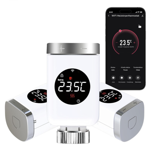 Heizkörperthermostat TRV801W Thermostat Heizung Smart LCD WiFi Thermostat 3er Set