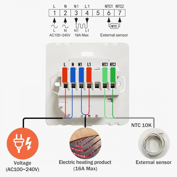 WiFi Thermostat Heizung Smart für Wasser Fußbodenheizung, Programmierbarer Tuya – Bild 7