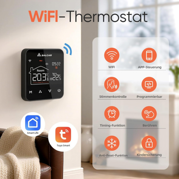 WiFi Thermostat Heizung Smart für Wasser Fußbodenheizung, Programmierbarer Tuya – Bild 3