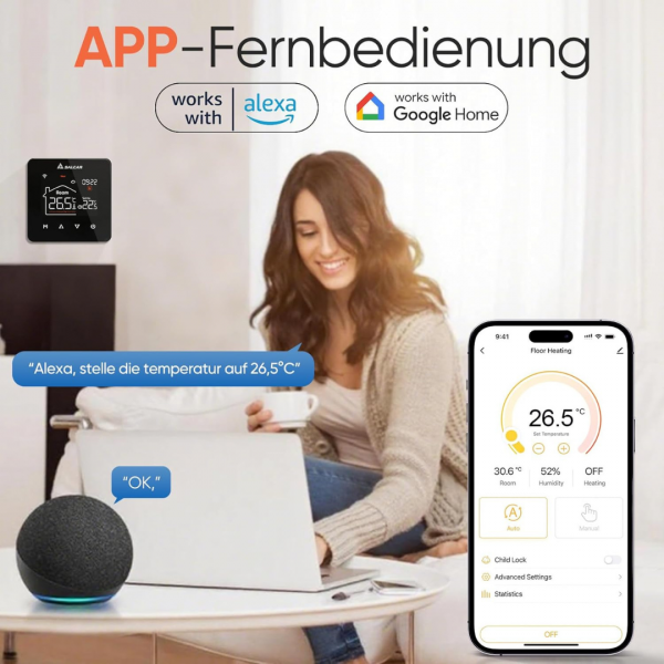 WiFi Thermostat Heizung Smart für Wasser Fußbodenheizung, Programmierbarer Tuya – Bild 4