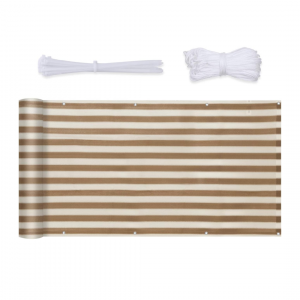 Sekey Balkon Sichtschutz Balkonabdeckung HDPE 220 g/m², Leicht Transparent Wind- und UV-Schutz, Braun-Weiß Gestreift