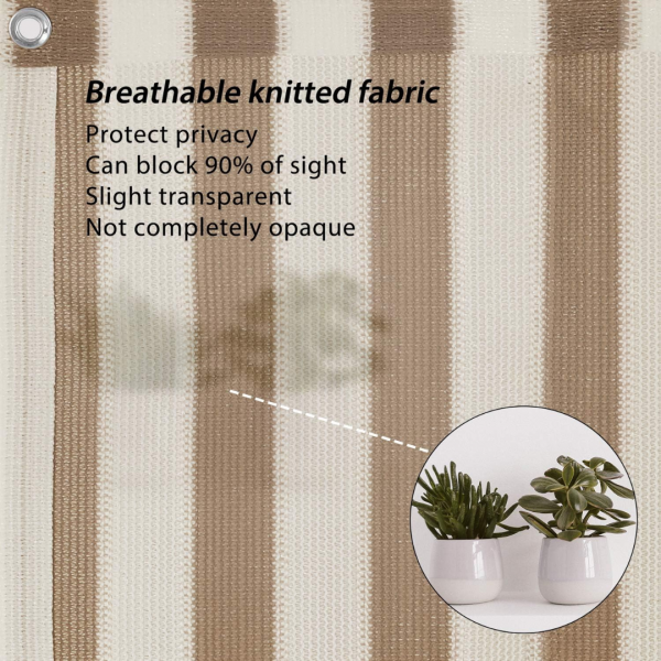 Sekey Balkon Sichtschutz Balkonabdeckung HDPE 220 g/m², Leicht Transparent Wind- und UV-Schutz, Braun-Weiß Gestreift – Bild 7