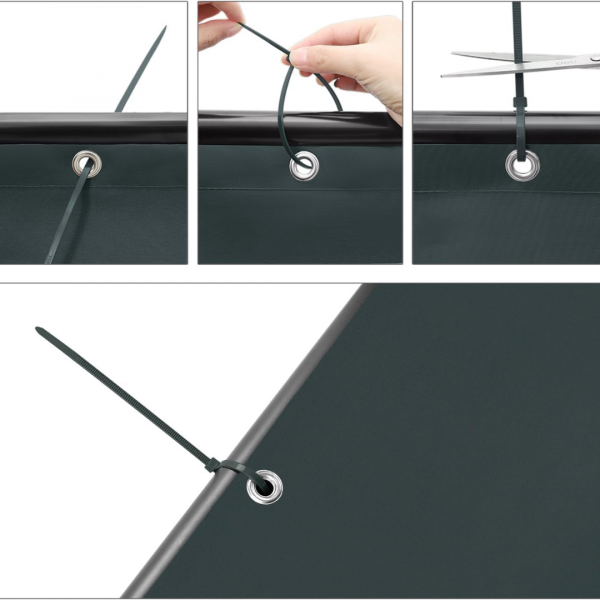 Sekey Balkon Sichtschutz, Wasserdicht Windschutz, mit Ösen und Nylon Kabelbinder, Anthrazit – Bild 6