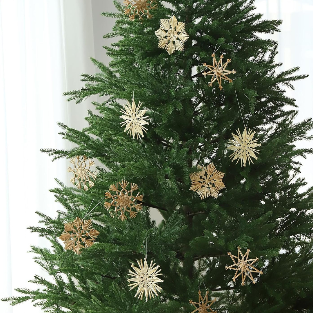 12-teiliger Weihnachtsbaumschmuck aus Stroh – Bild 3