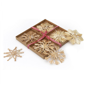 12-teiliger Weihnachtsbaumschmuck aus Stroh