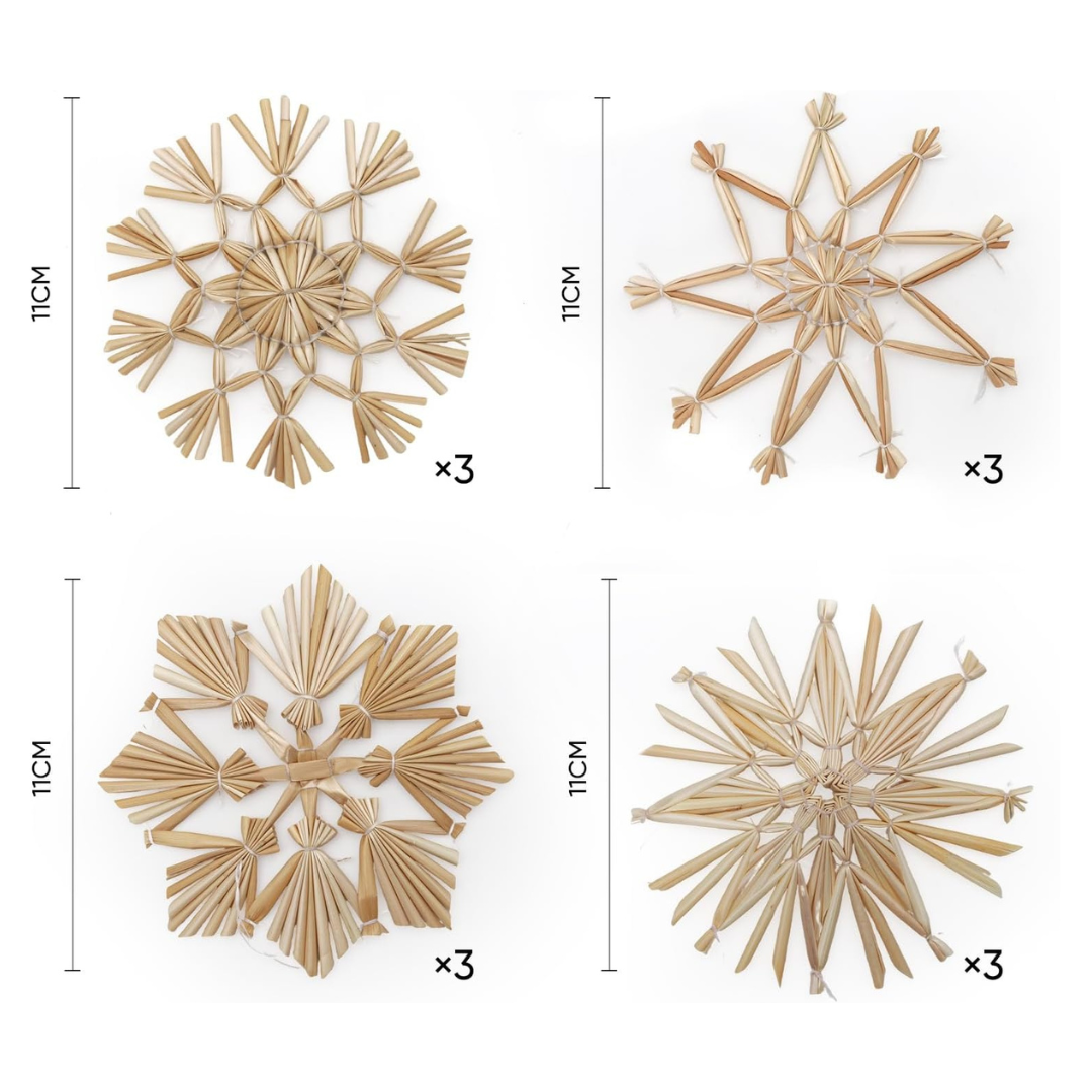 12-teiliger Weihnachtsbaumschmuck aus Stroh – Bild 4