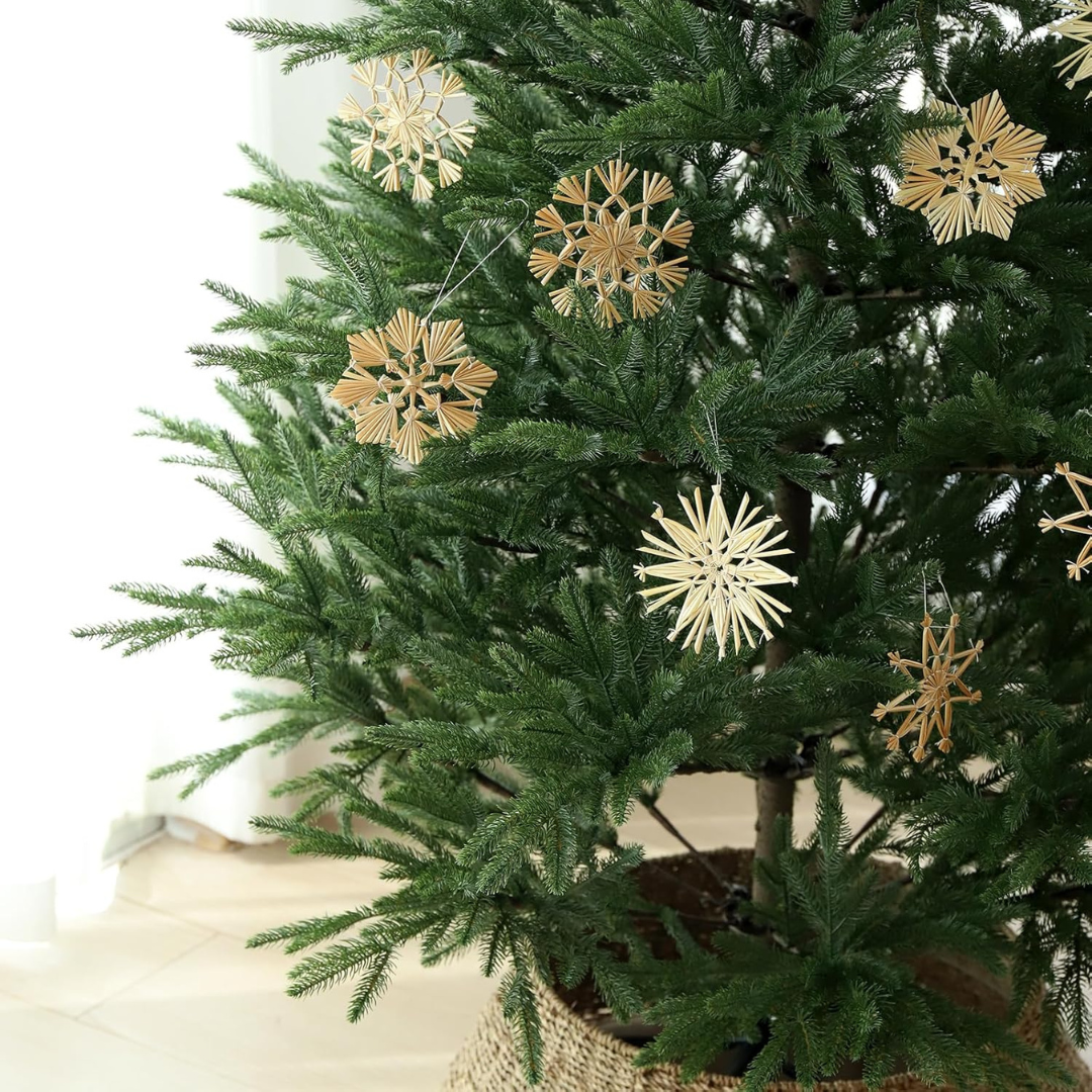 12-teiliger Weihnachtsbaumschmuck aus Stroh – Bild 5