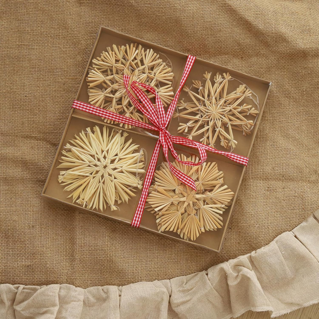 12-teiliger Weihnachtsbaumschmuck aus Stroh – Bild 6
